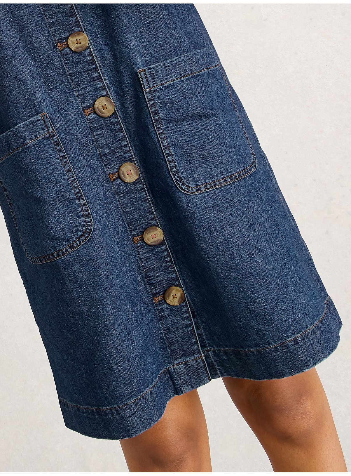 WHITE STUFF Rose Denim Pinny Dress 16 - Image 4 thumbnail
